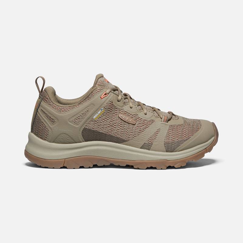 Keen Terradora II Waterproof Wanderschuhe Damen DE-87465 Timberwolf/Coral - Keen Damenschuhe Khaki